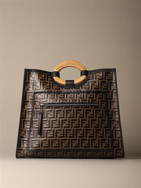 fendi logo runway smal shopper bag|Fendi leather handbags.